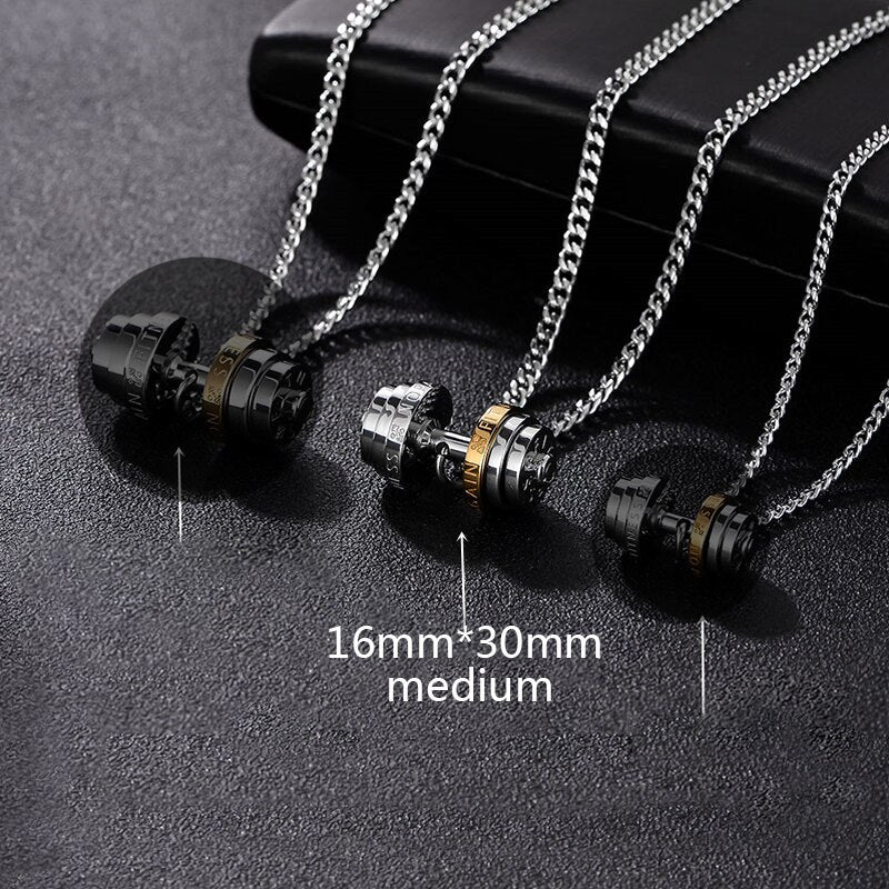 barbell Steel color stainless steel necklace mens Couple pendants Fitness sport man Fitness accesories jewelry on the neck pride