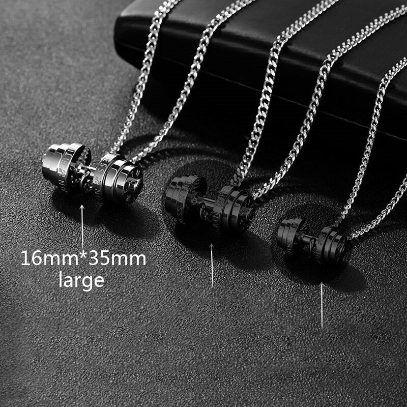 barbell Steel color stainless steel necklace mens Couple pendants Fitness sport man Fitness accesories jewelry on the neck pride