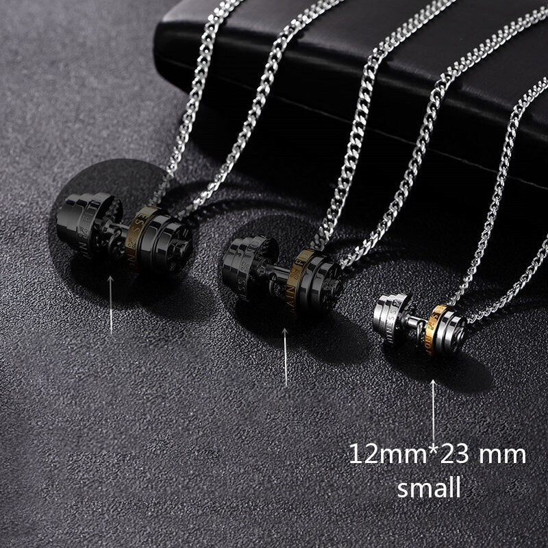 barbell Steel color stainless steel necklace mens Couple pendants Fitness sport man Fitness accesories jewelry on the neck pride