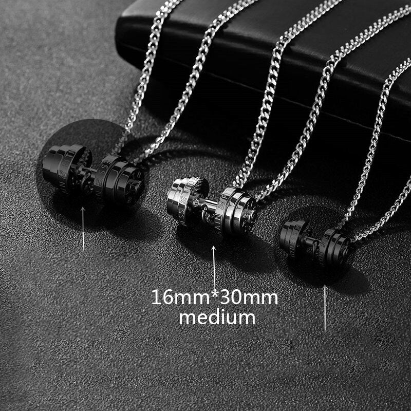 barbell Steel color stainless steel necklace mens Couple pendants Fitness sport man Fitness accesories jewelry on the neck pride