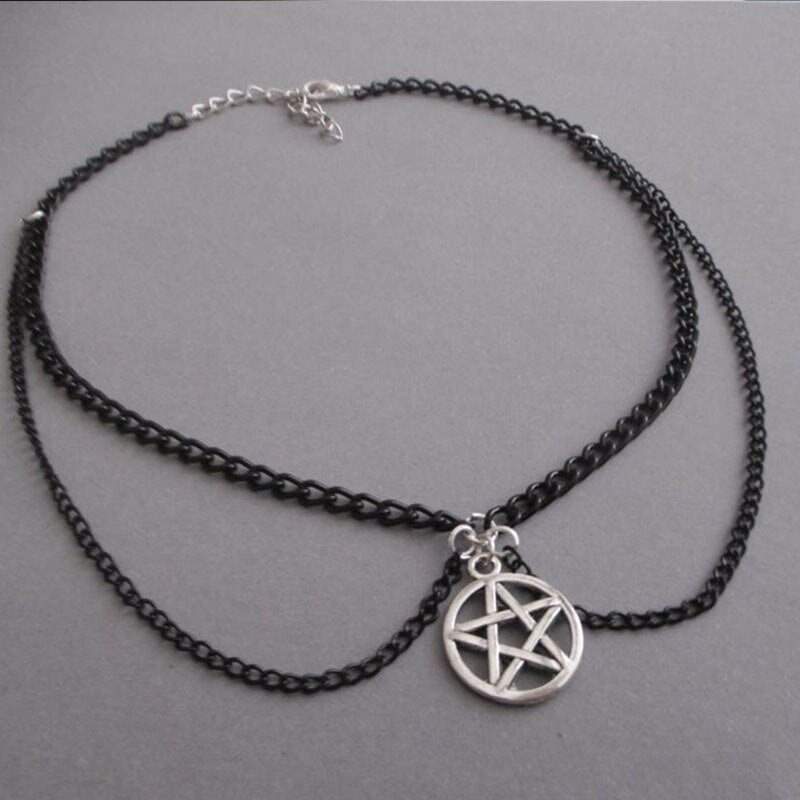 black pentagram choker necklace - gothic necklace