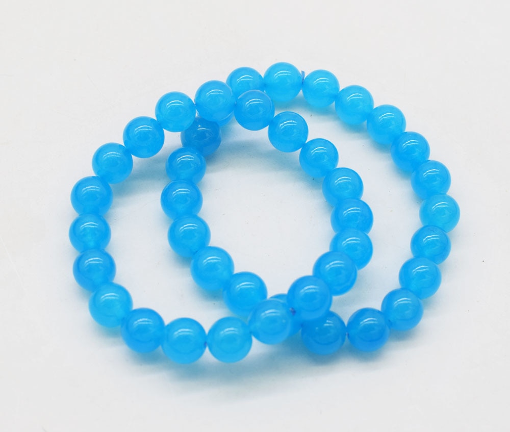 blue jade round 6/8/10/12mm bracelet 7.5inch   beads nature