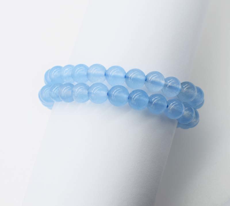 blue jade round 8mm bracelet 7.5inch   beads nature