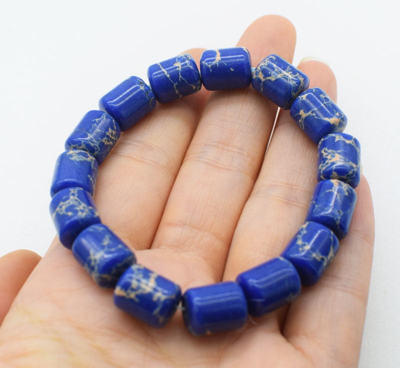 blue jasper pillar 10*12mm bracelet 7.5inch   beads nature gemstone