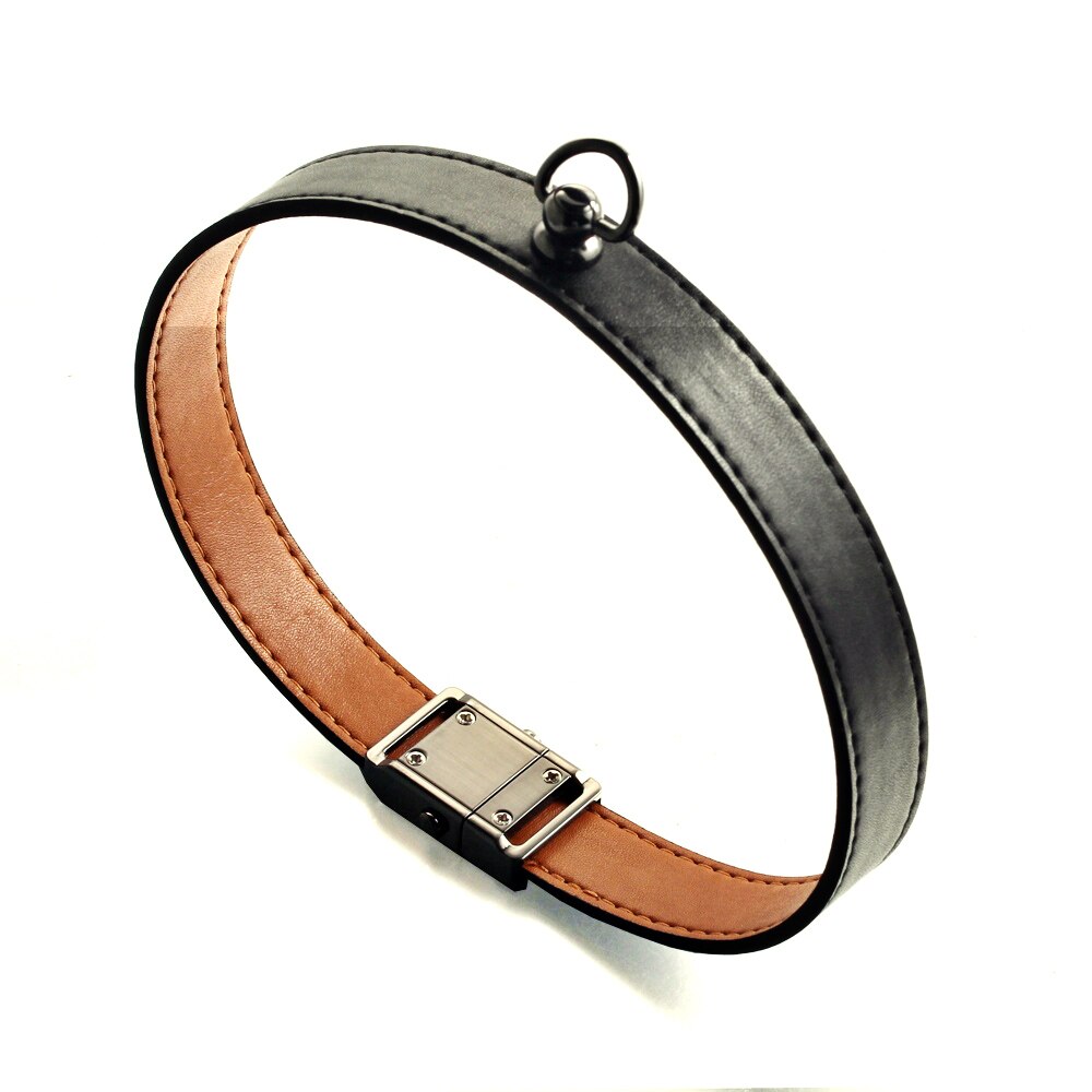 brand Leather  button buckle Leather necklace collar Choker Necklaces 41CM