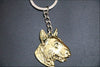 bull terrier dog keychain Handmade Embossed jewelry golden colors plated fast deliver