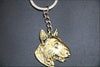 bull terrier dog keychain Handmade Embossed jewelry golden colors plated fast deliver
