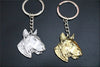 bull terrier dog keychain Handmade Embossed jewelry golden colors plated fast deliver