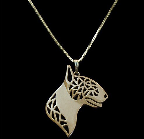 bull terrier necklace bulldog pendant jewelry golden colors plated
