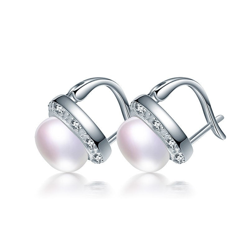 butterfly buckle stud earrings, freshwater white pink purple black gold color AAAA pearl earring for women fine jewelry 2020