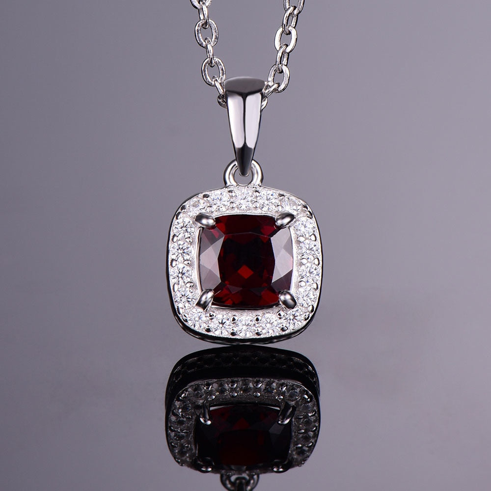 Genuine 1.2ct Natural Garnet Pendants 925 Sterling Silver Fine Wedding Jewelry For Women sterling-silver-jewelry