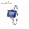 Luxury Blue Sapphire Rings Genuine 925 Sterling Silver Engagement Rings For Women Wedding Jewelry