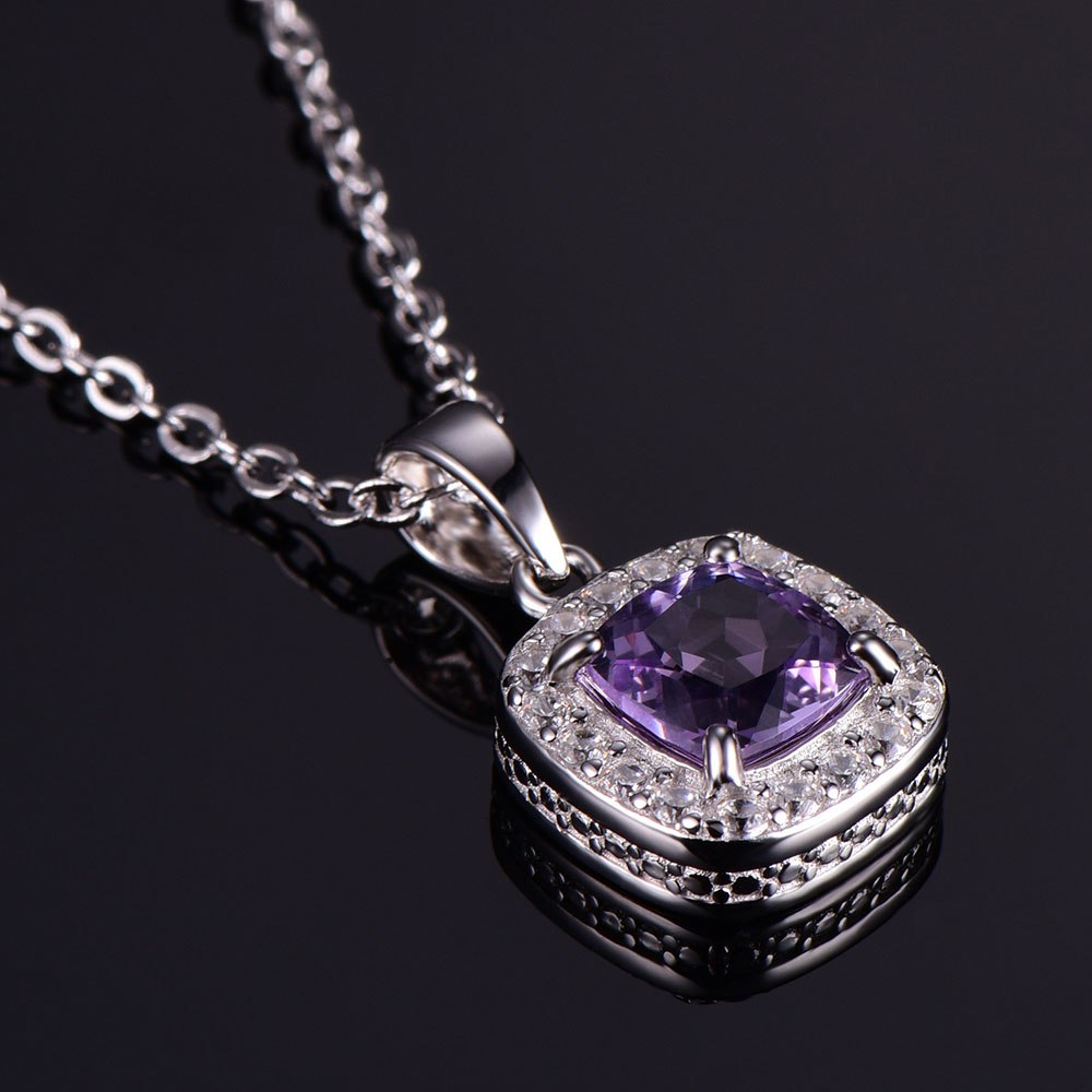 Natural 0.88ct Amethyst Pendant Necklace Genuine Solid 925 Sterling Silver Purple Jewelry Pendants for women