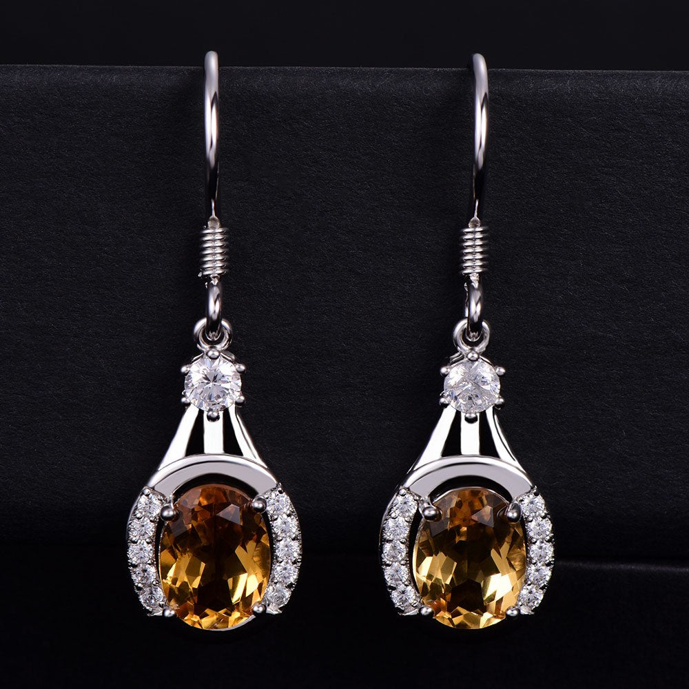 Natural Citrine 925 Sterling Silver Drop Dangle Earrings Fine Wedding Jewelry On Sale Earring for women