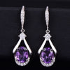 Natural Purple Amethyst Birthstone Drop Earrings Pure 925 Sterling Silver Fine Jewelry For Women