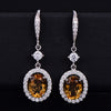 Oval Natural Citrine Birthstone Drop Earrings Solid 925 Sterling Silver New Fine Jewelry For Women