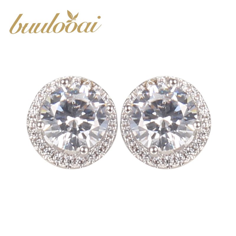 White Topaz Silver Stud Earrings 925 Sterling Silver Earrings for Women Wedding Engagement