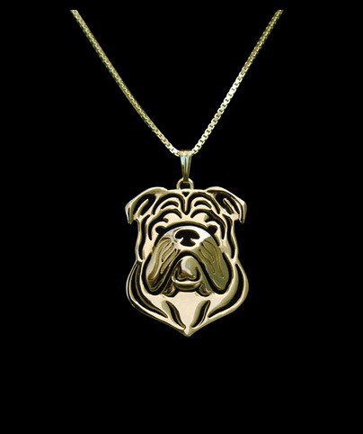 cartoon Boho Chic Alloy English bulldog necklace bulldog pendant golden two colors plated