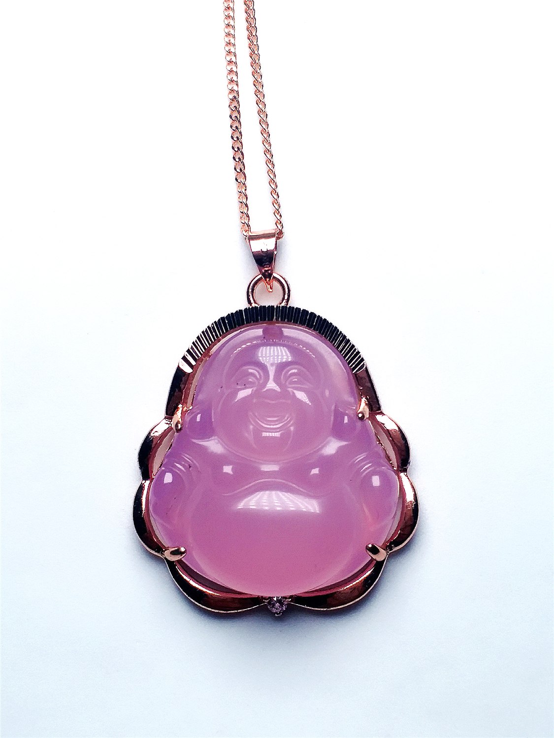 certificate 18kGP 925 STERLING SILVER Buddha Pendant Lucky Donut Necklace