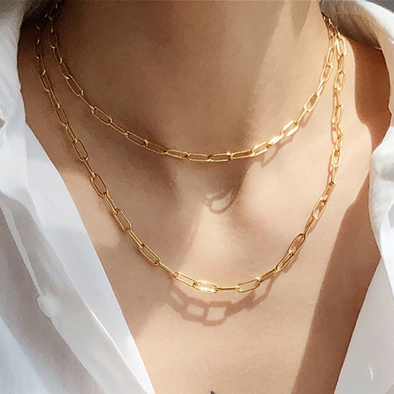 chain on the necklace Lobster clasp Gold Necklaces Linked Circle Necklaces for Women Minimalist Choker Necklace Jewelry 2022