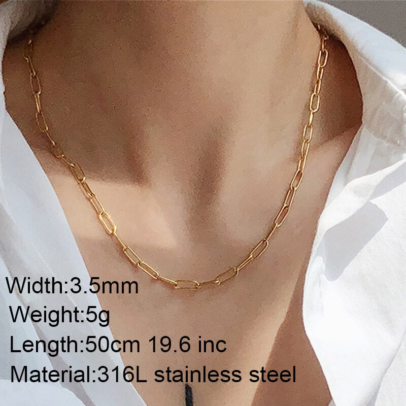 chain on the necklace Lobster clasp Gold Necklaces Linked Circle Necklaces for Women Minimalist Choker Necklace Jewelry 2022