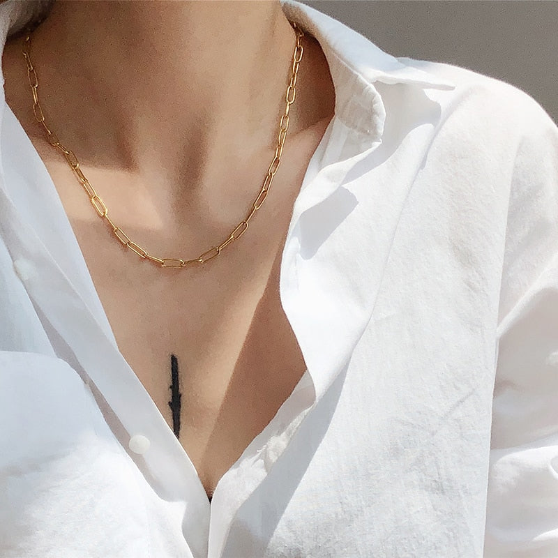 chain on the necklace Lobster clasp Gold Necklaces Linked Circle Necklaces for Women Minimalist Choker Necklace Jewelry 2022