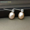 charming stud earrings natural cultured fine pearls teardrop shape flawless jewelry 925 sterling silver for women