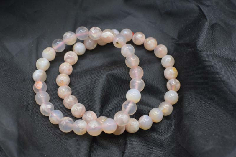 cherry blossom agate round 7-8mm bracelet 7.5inch   beads nature FPPJ