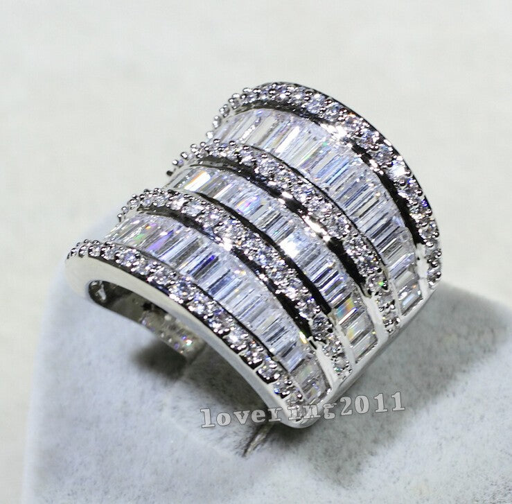 Luxury Women Jewelry AAAAA zircon cz 925 Sterling silver Engagement Wedding Band Ring for women Sz 5-11 Gift