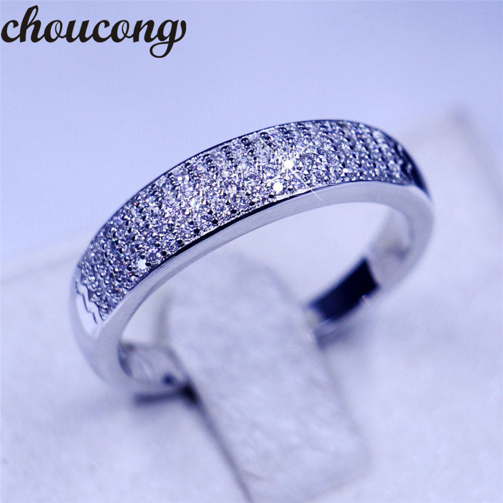 New Fashion Women ring Pave set AAAAA zircon Cz 925 Sterling silver Engagement Wedding Band Ring For Women men jewelry
