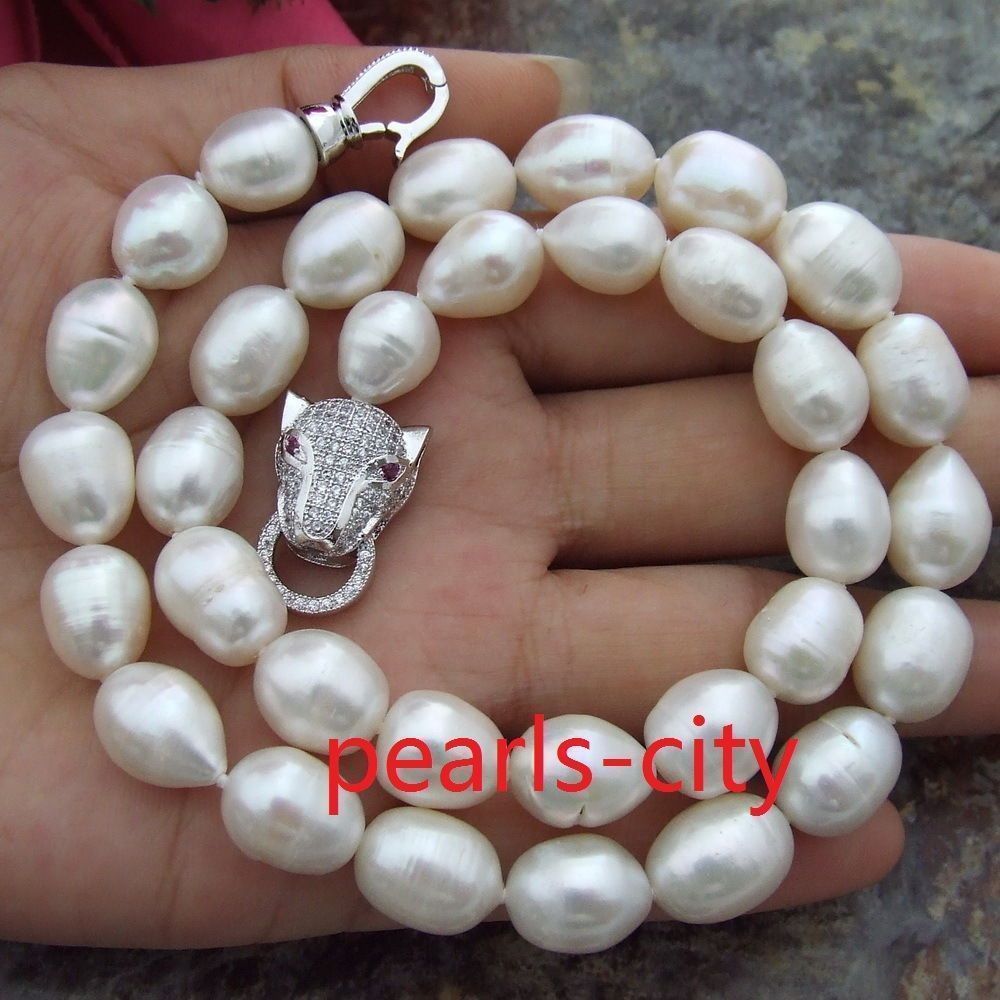 classic 10-12mm south sea white baroque pearl necklace  clasp