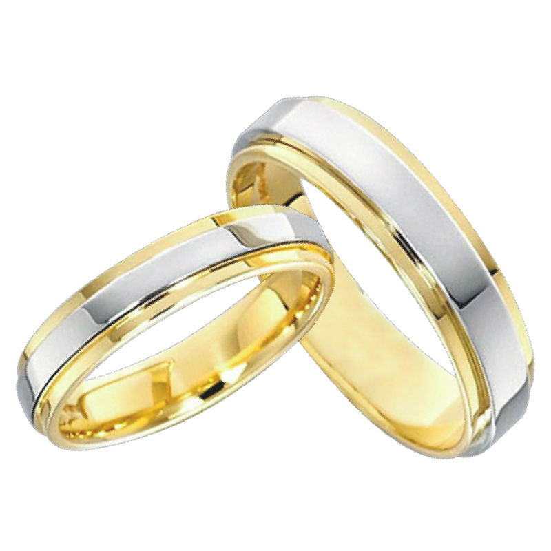 classic jewelry lovers engagement rings silver gold color two tone promise wedding bands couple rings