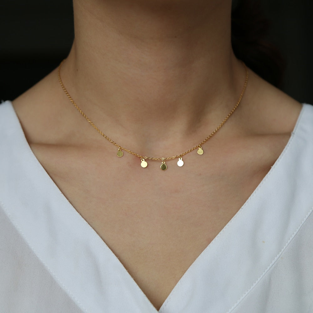 coin charm gold plate tag charm 925 sterling silver simple delicate women girl gift statement fine jewelry geometric design