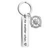 compass charm pendant keychain engraved words pendant keyring no matter when