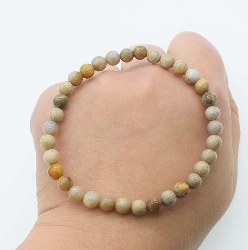 coral gemstone round 6mm bracelet 7.5inch   beads nature gemstone