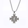 cross San Benito Medal Cross Jesus Pendant Stainless Steel Saint Benedict Link Chain Necklaces for Women Men Religious Jewelry