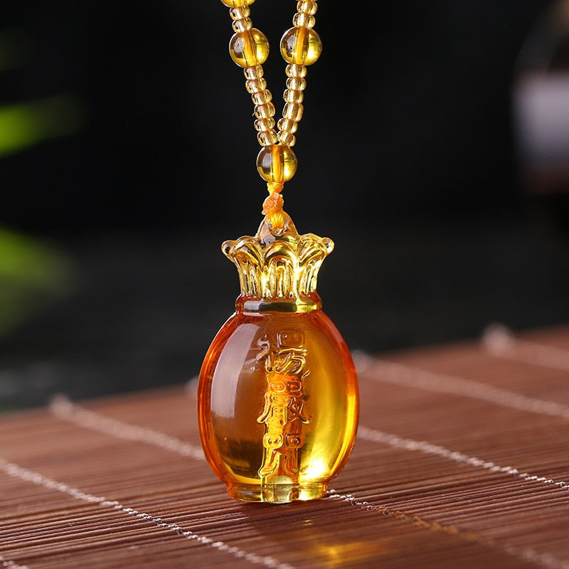 crystal pinan bottle Buddhism lotus Shurangama MANTRA Pendant tibetan scripture amulet lucky vintage necklace gift