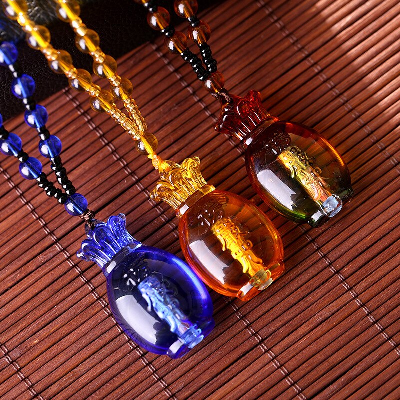crystal pinan bottle Buddhism lotus Shurangama MANTRA Pendant tibetan scripture amulet lucky vintage necklace gift