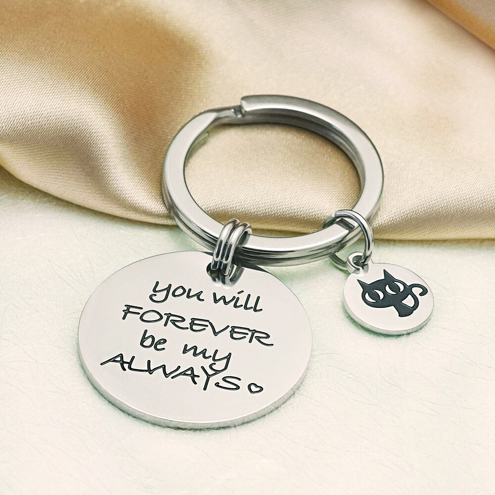 cute mini cat design charm keychain diy engraved keyring birthday gift