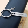cute small fish pendant keychain hollow heart design stainless steel engraved words gift