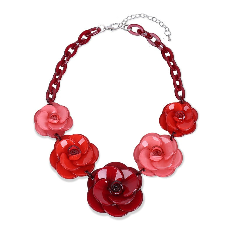 Brand Chocker 2020 Fashion Acrylic Flower Bib Statement Necklace Women Vintage Choker Maxi Necklaces & Pendants