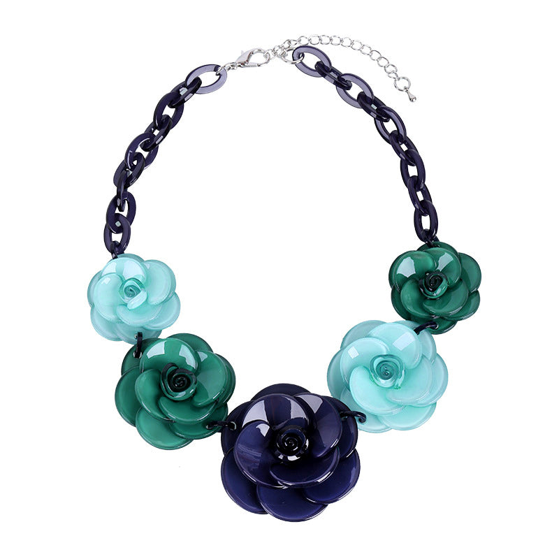 Brand Chocker 2020 Fashion Acrylic Flower Bib Statement Necklace Women Vintage Choker Maxi Necklaces & Pendants
