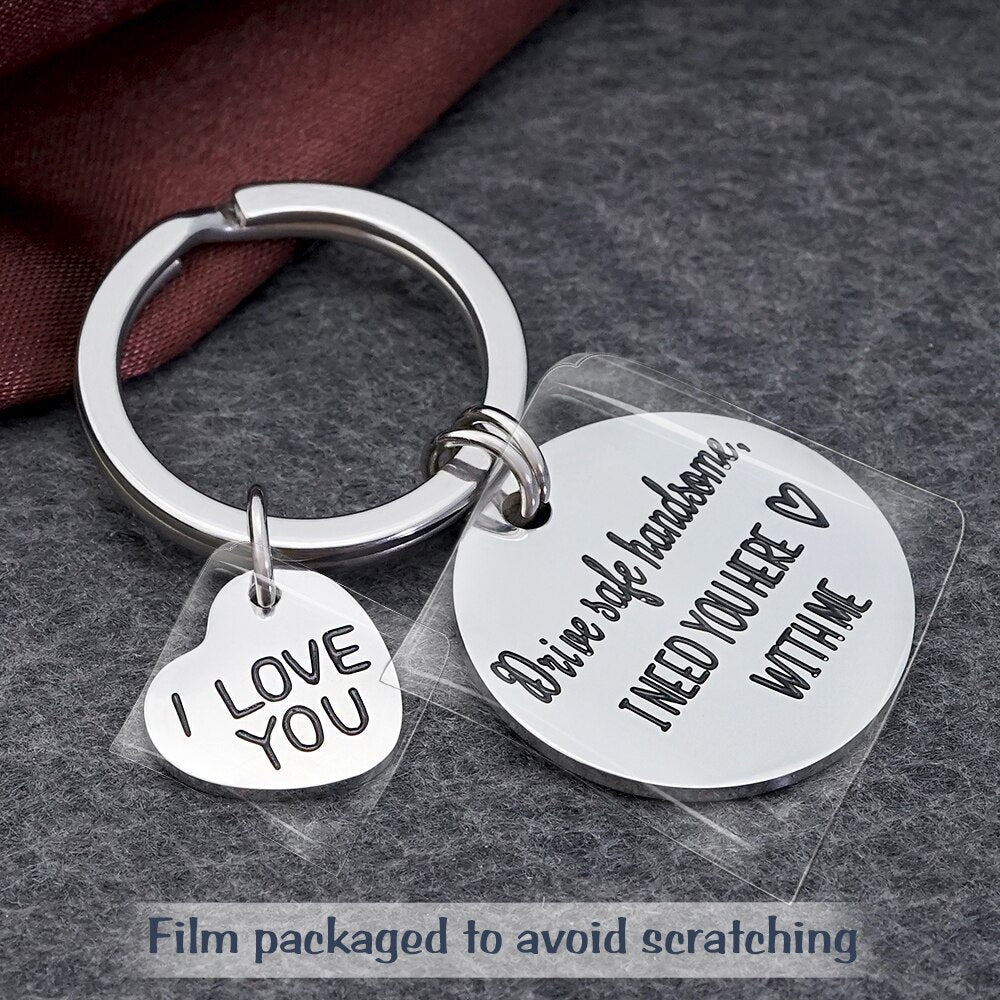 diy car keychain drive safe handsome heart charm steel charm gift