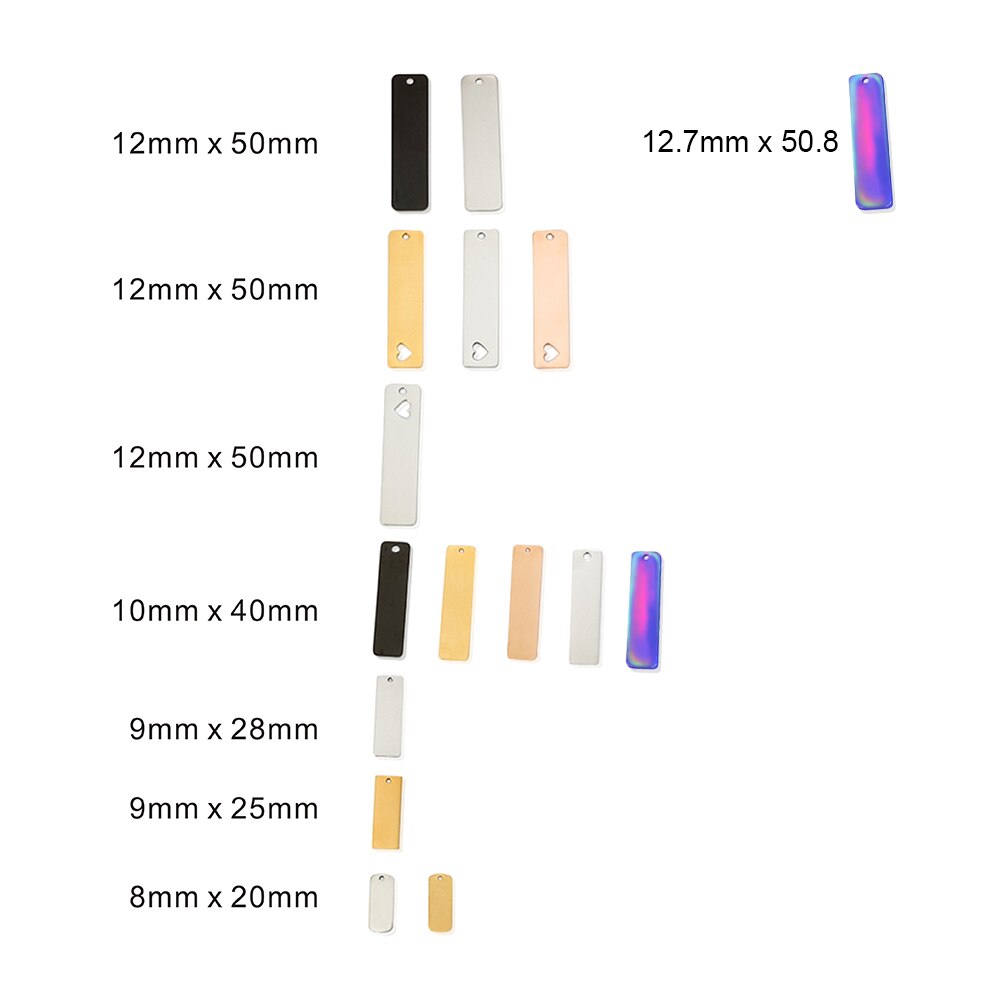 diy customized metal logo signs inner hole rectangular pendant 10pcs/lot keychain necklace pendants charm jewelry accessories