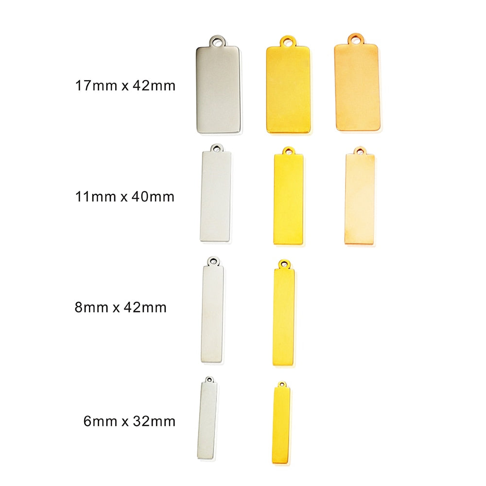 diy customized metal logo signs outer hole rectangular pendant 10pcs/lot keychain necklace pendants charm jewelry accessories