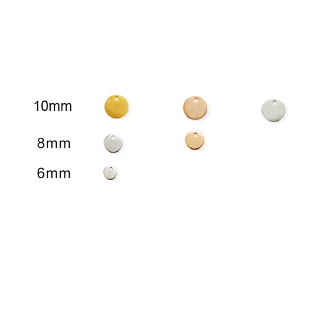 diy round circle customized logo mini tag  6mm 8mm 10mm jewelry accessories  50pcs/lot stainless steel bracelet pendant