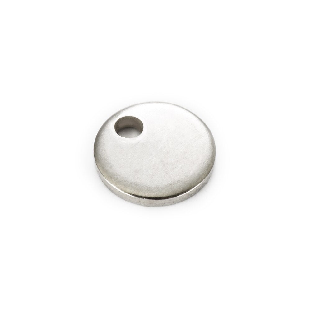 diy round circle customized logo mini tag  6mm 8mm 10mm jewelry accessories  50pcs/lot stainless steel bracelet pendant
