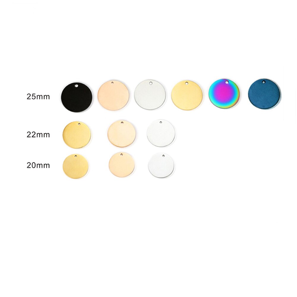 diy round circle customized logo tag 22mm 25mm jewelry accessories 30pcs/lot bracelet necklace pendant stainless steel