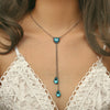 docona Boho Heart Water Drop Crystal Pendant Necklace for Women Girl Blue Rhinestone Long Charms Necklaces Jewelry Collars 2010