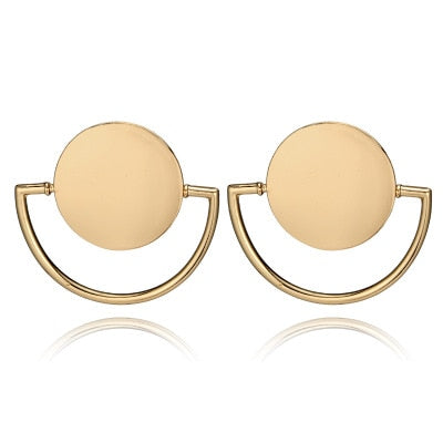 Gold Color Large Half Round Drop Earring for Women Punk Geometric Pendant Earrings Statement Jewelry Brincos 5981